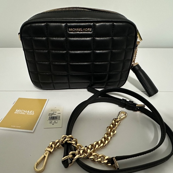 MICHAEL MICHAEL KORS Jet Set Medium Quilted Leather Crossbody Bag, Black - Picture 3 of 16
